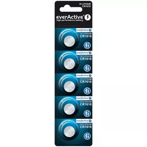 Coin cell battery everActive CR1616 3V, 50 mAh, 16 mm — pack of 5