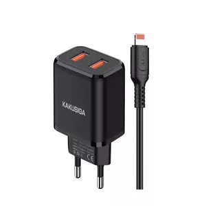 Kaku KSC-793 2in1 Adaptīvs Dual port ātrs 2.4A lādētājs ar Lightning vadu Black