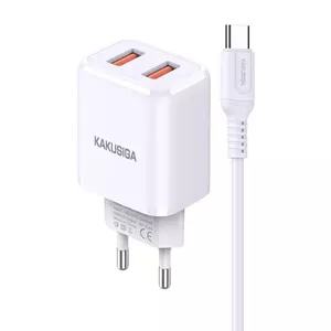 Kaku KSC-793 2in1 Adaptīvs Dual port ātrs 2.4A lādētājs ar Type-C vadu White