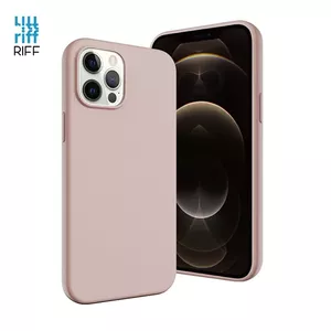Silicone case for iPhone 13 by Riff, Pink Sand, soft fiber interior