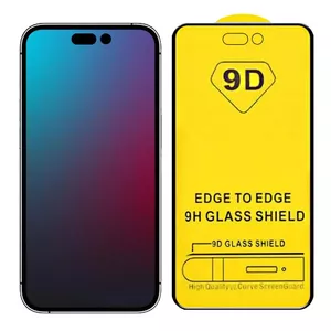 Tempered Glass Screen Protector HQ for Apple iPhone 14 Pro — 9D Curved Full-Glue, Black Frame
