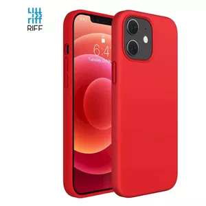 Phone case Riff Silicone Thin for iPhone 14, soft red with fiber lining