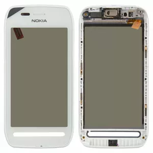 Touchscreen Digitizer with Frame for Nokia 603 — White