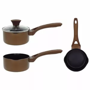 Saucepan Newill Natura 14 cm with glass lid, induction-compatible, brown