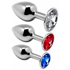 Anal plug kit Alive Metal Plug Kit — 3 stainless-steel plugs (Ø 2.8/3.4/4.0 cm), zinc alloy, acrylic stoppers