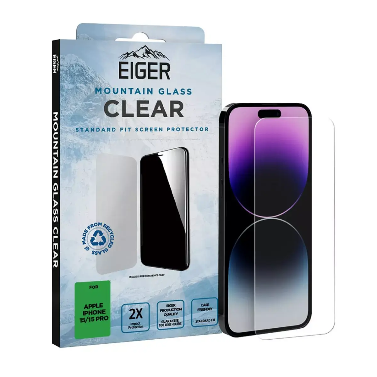 Защитное стекло EIGER Mountain Glass Clear iPhone 15/15 Pro Photo 2
