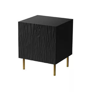 Nightstand set 2 pcs. cama meble JUNGLE — 53.5×40.5×44 cm, black matt MDF/particleboard, golden legs