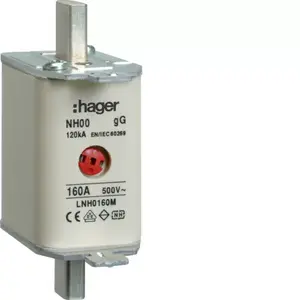 Hager LNH0160M NH00 Fuse Link 160A 500V gG