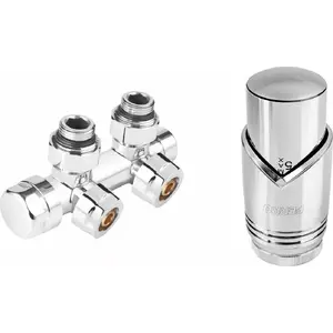 Decorative Angled Thermostatic Radiator Valve Set ZTD30CR with Head, Chrome, No name