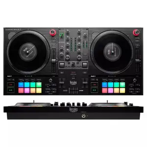 Hercules INPULSE T7 Black DJ kontrolieris — austiņu pieslēgvietas 3.5 mm/6.35 mm, USB kabelis, 652×350×90 mm