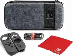 Набор аксессуаров PDP Starter Kit - Switch Elite Edition для Nintendo Switch, 4 предмета, чёрный/серый/красный, с кабелем USB-A — USB-C