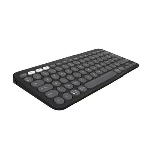 Bezvadu mini tastatūra Logitech Pebble Keys 2 K380s — RF + Bluetooth, AZERTY, grafīts