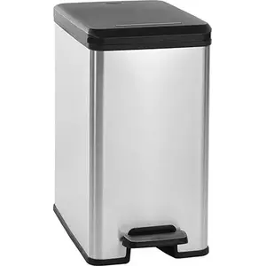Curver Slim Bin 20L Square Plastic Black Silver