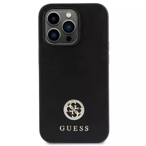 Жесткий чехол GUESS GUHCP15SPS4DGPK для Apple iPhone 15 6.1" черный со стразовым металлическим логотипом