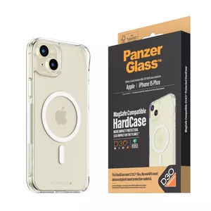 Aizsargapvalks HardCase MagSafe PanzerGlass priekš iPhone 15 Plus — caurspīdīgs no pārstrādāta plastmasas, der 6.69" ekrānam