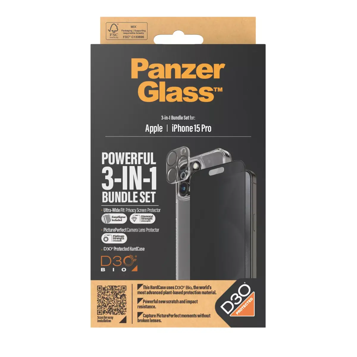 PanzerGlass Privacy 3-in-1 Pack iPhone 15 Pro Photo 3