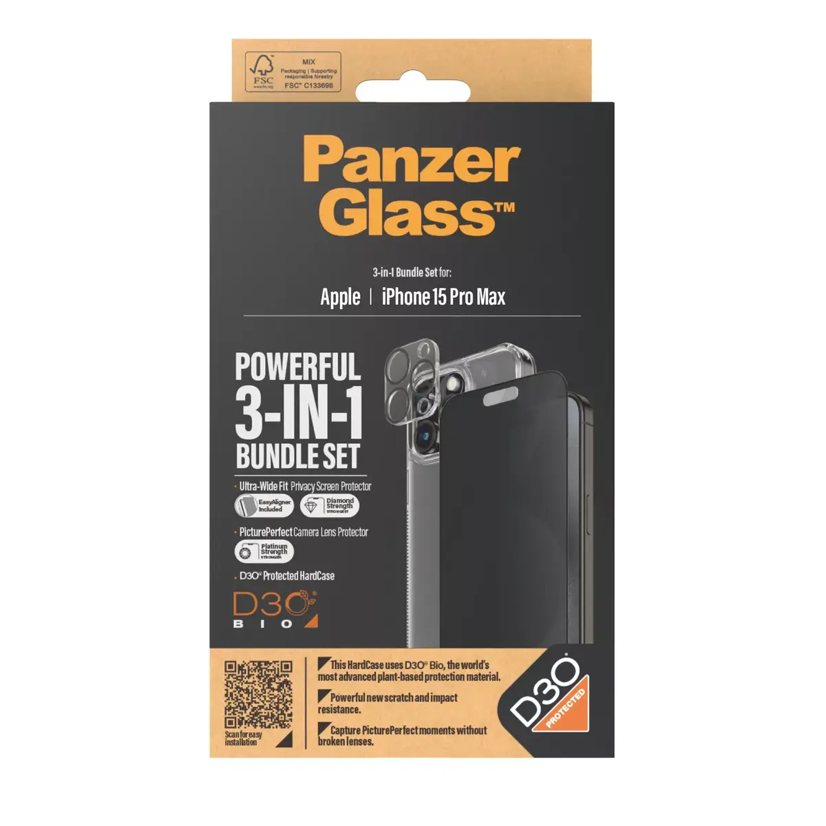 PanzerGlass ® Privacy 3-in-1 Pack iPhone 15 Pro Max Photo 3