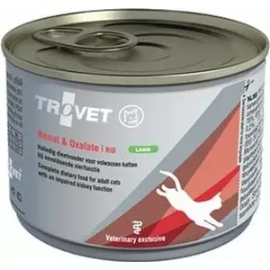 Mitrs kaķu barības TROVET Renal & Oxalate RID Lamb 200 g, veterinārā diēta pieaugušiem kaķiem, kanna 200 g