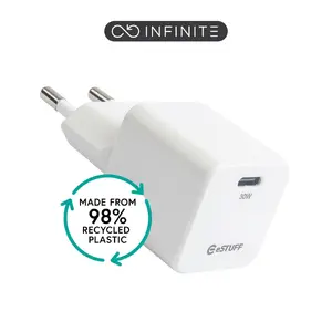 eSTUFF INFINITE ES637027 USB-C Smartphone Charger Indoor AC Fast Charging White 30W