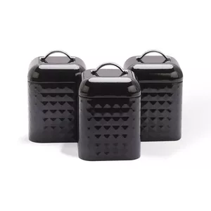 Metal Food Storage Container Set Maestro MR-1676-3S-BLACK, 3-piece