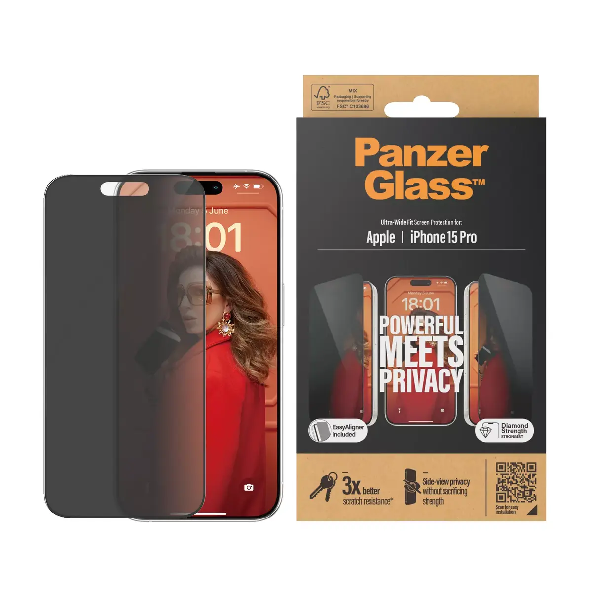 PanzerGlass Privātuma ekrāna aizsargstikls iPhone 15 Pro Photo 2