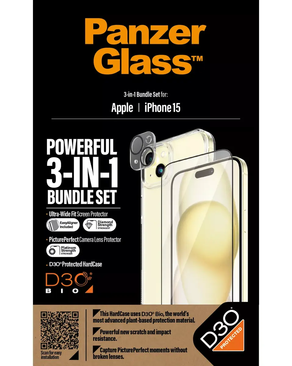 Защитное стекло PanzerGlass 3-в-1 для iPhone 15 Photo 5
