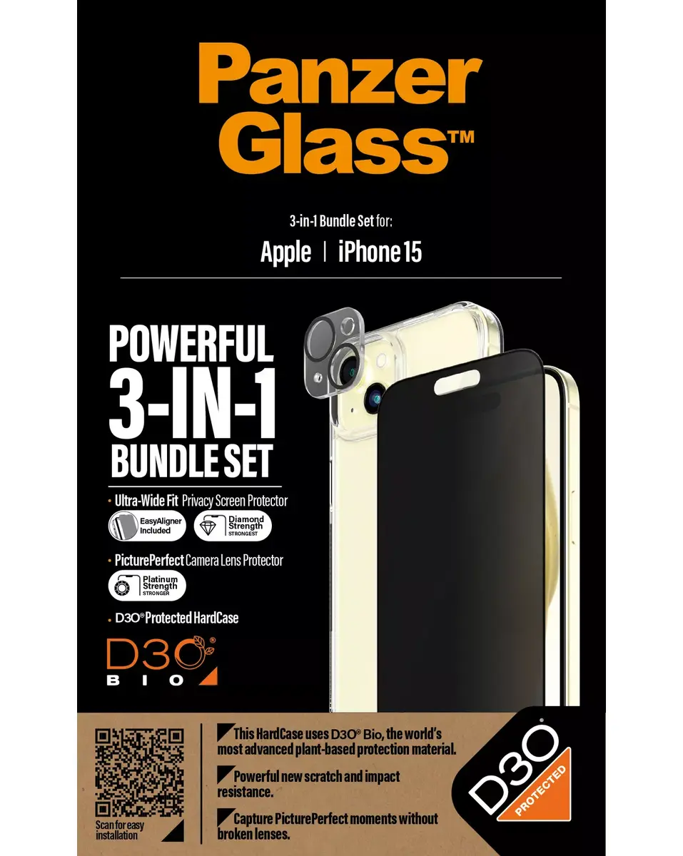 PanzerGlass ® Privacy 3-in-1 Pack iPhone 15 Photo 5