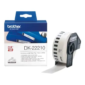 Brother Continuous Paper Tape DK-22210 Black on White 2.9 cm x 30.48 m