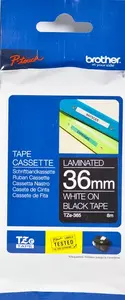 Brother TZE-365 Label-Making Tape, 36mm x 8m, White on Blue