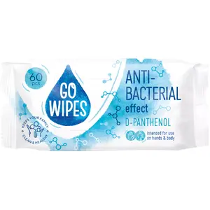 Antibakteriālās salvetes GO WIPES D-Panthenol, 60 gab. — ādas tīrīšana un aizsardzība