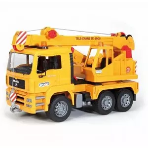 Kranvagonet BRUDER MAN BR-02754, ABS konstrukcija, dzeltena, no 4 gadiem (bez gaismas un skaņas moduļa)