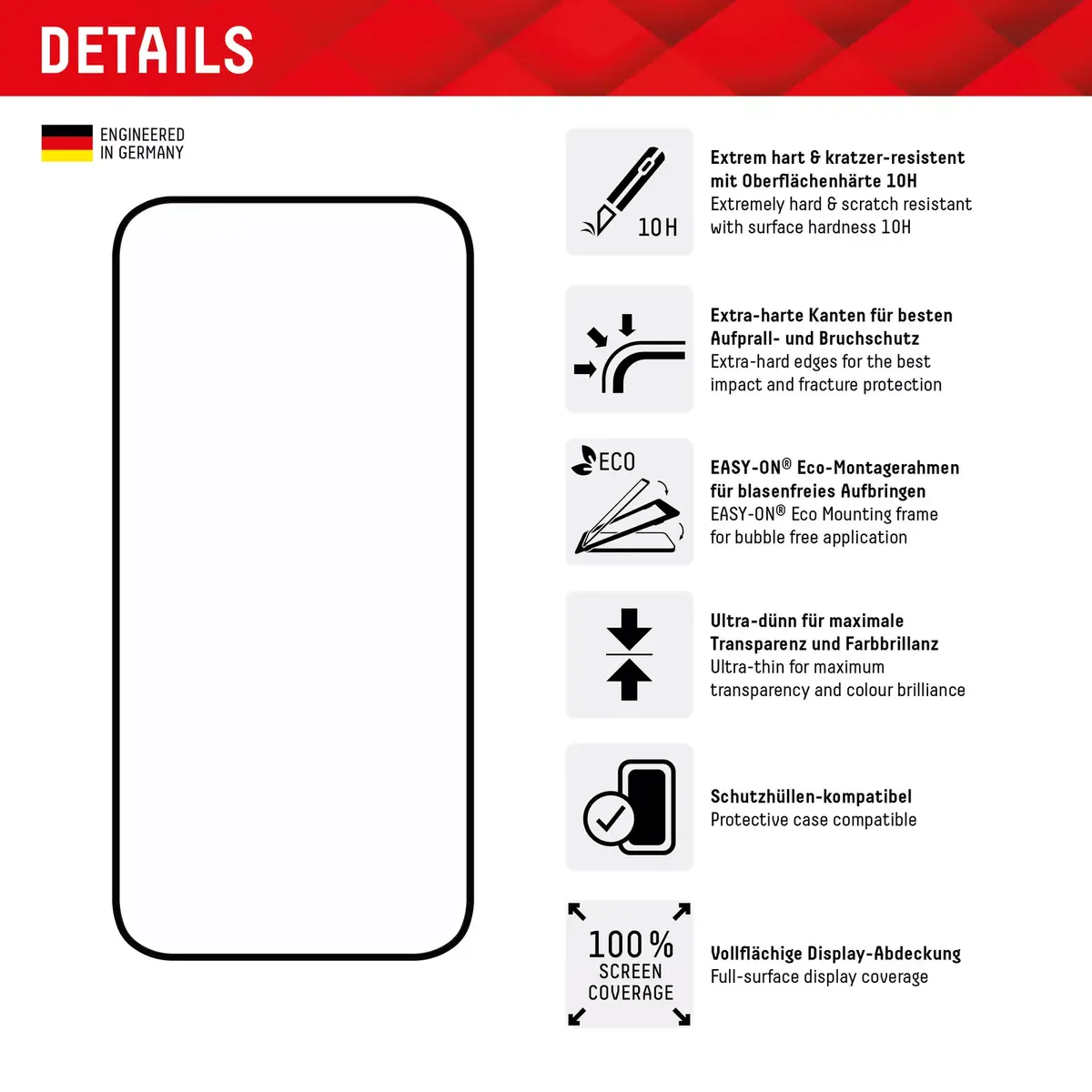 Защитное стекло Displex Full Cover для Apple iPhone 15 Plus 15 Pro Max Photo 2