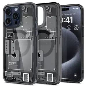 Чехол Spigen ACS06721 (Cover) для iPhone 15 Pro, 6.1" экран, PC+TPU, чёрный, с узором
