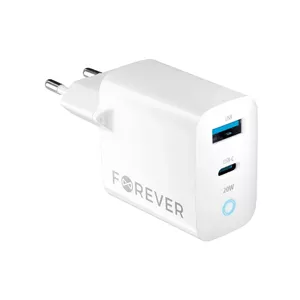 Сетевое зарядное устройство forever TC-06-20AC PD QC 20W — 1x USB-C, 1x USB, белое