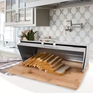 Хлебница Maestro MR-1672S, нержавеющая сталь, фронтальное открывание, 37×14×14 см
