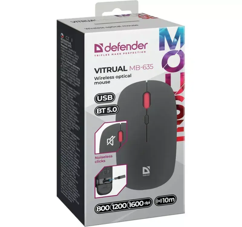 Bezvadu pele DEFENDER MB-635 RF+BT 1600 DPI Photo 5
