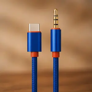Audio adapteris KIN KY-126 — 3,5 mm aux uz USB Type‑C, zils