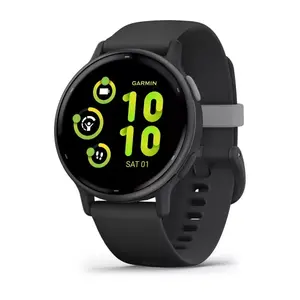 Viedpulkstenis GARMIN Vivoactive 5 Black — 42 mm korpuss, AMOLED 1.2", GPS/GLONASS/Galileo, 5 ATM, optiska HR, SpO2, 11 dienu baterija