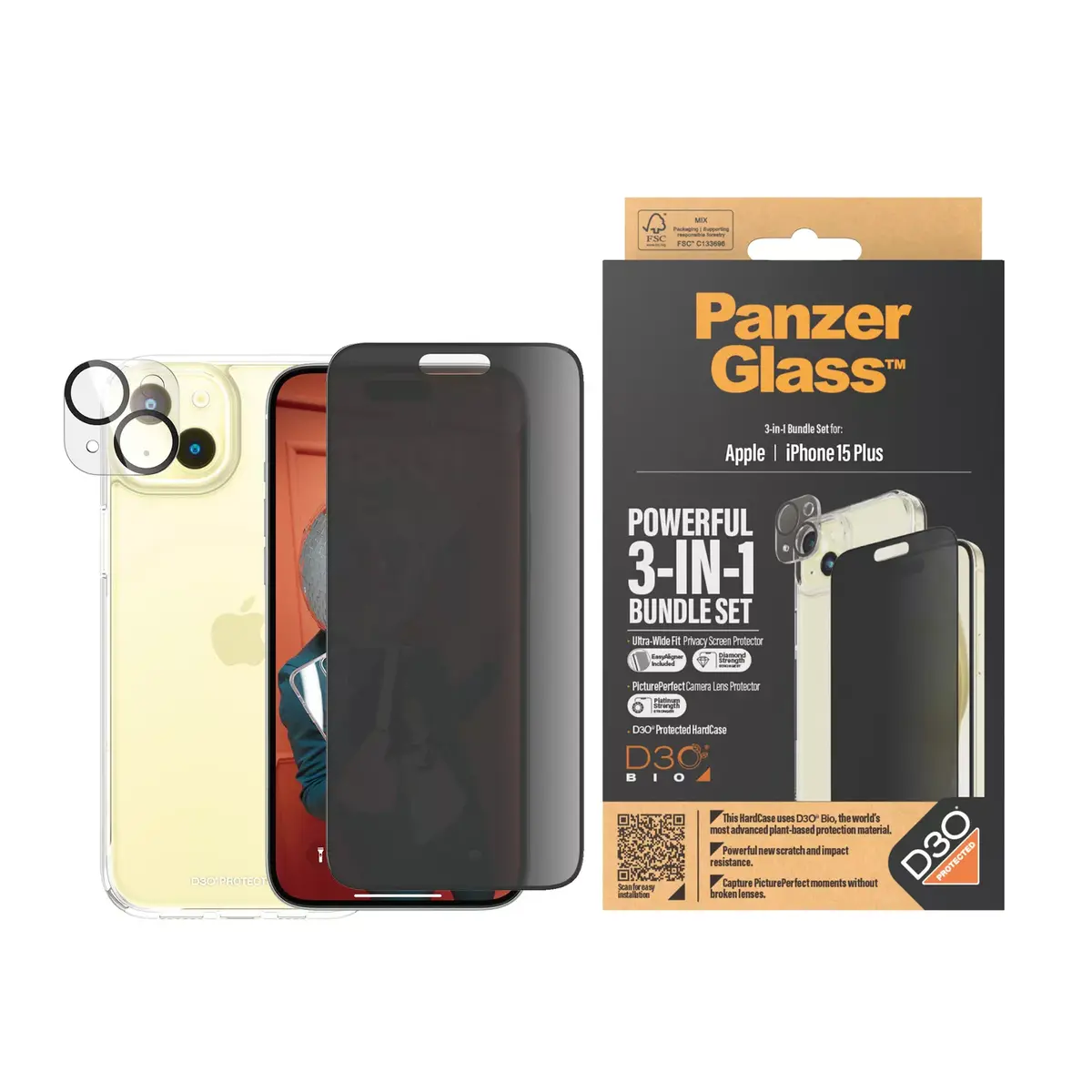 PanzerGlass Privacy 3-in-1 Pack iPhone 15 Plus Photo 3