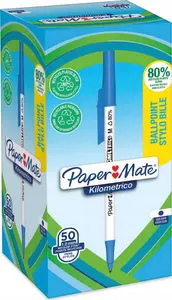 Pildspalva paper:mate Kilometrico Recycled M zila — iepakojums 50 gab.