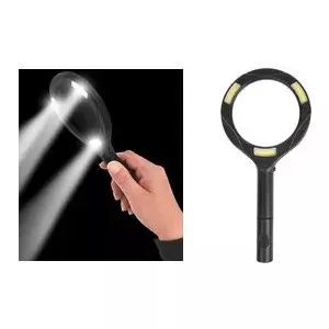 Magnifying glass IWH 770665 with COB LED light, black plastic housing