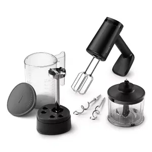 Ручной миксер Philips HR3781/20 — 500 Вт, 5 скоростей, турбо, чёрный, насадки: венчики, крюки для теста, измельчитель, мерный стакан