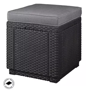 Āra uzglabāšanas kaste‑krēsls Keter Cube ar spilvenu — pelēks (bojāta iepakojuma)
