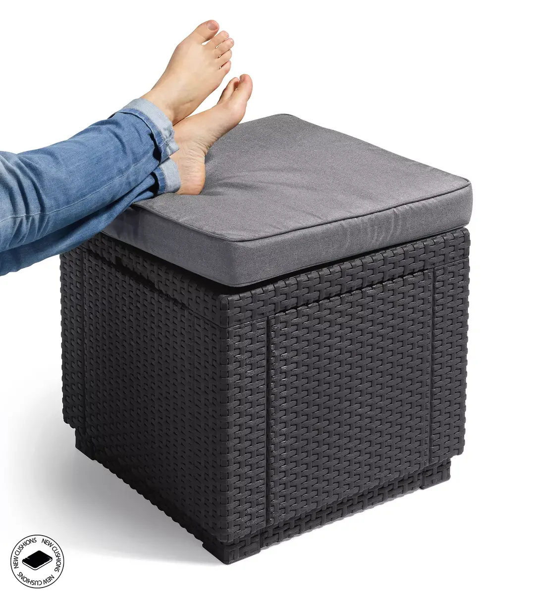 Keter Cube āra uzglabāšanas kaste‑krēsls — pelēks Photo 2