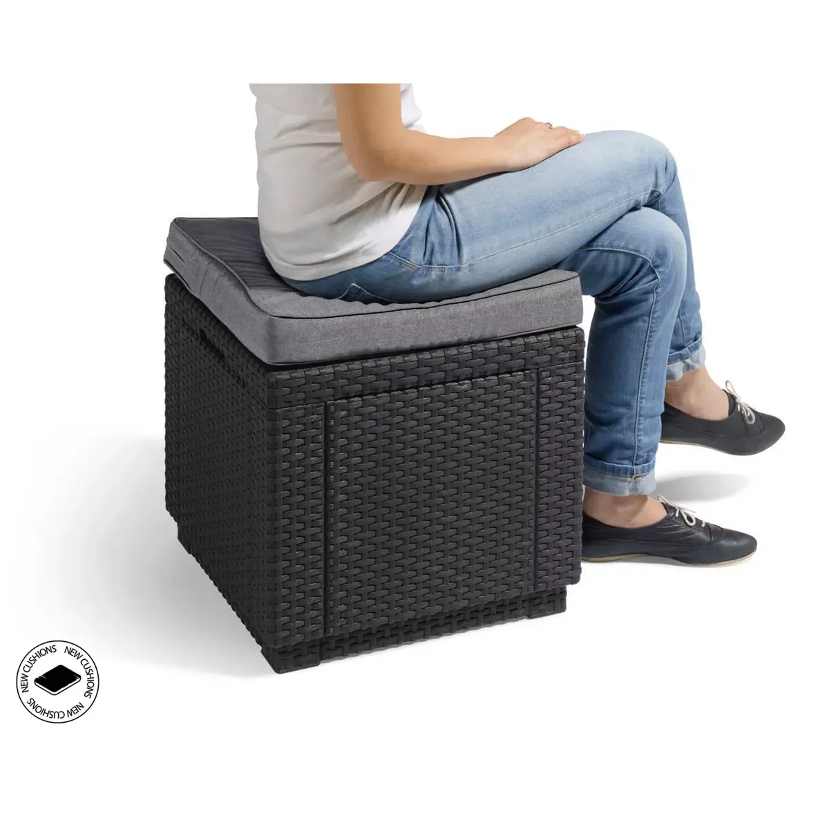Keter Cube āra uzglabāšanas kaste‑krēsls — pelēks Photo 4