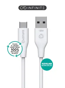 Кабель USB eSTUFF ES605270 USB 2.0 USB-C - USB-A 2 м 60 Вт Белый