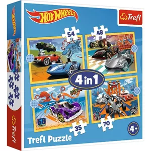 Набор пазлов TREFL 4в1 Hot Wheels — 4 головоломки с разным количеством деталей