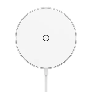 Bezvadu magnētiskais lādētājs CHOETECH T580 15W balts — magnētiska Qi lādēšanas paliktnis