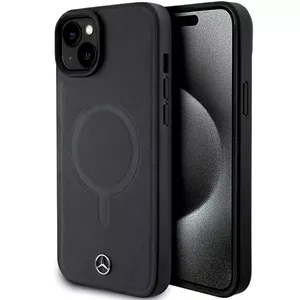 Mercedes MEHMP15S23RCMK iPhone 15 6.1" melns | melns cietais futrālis Smooth Leather MagSafe