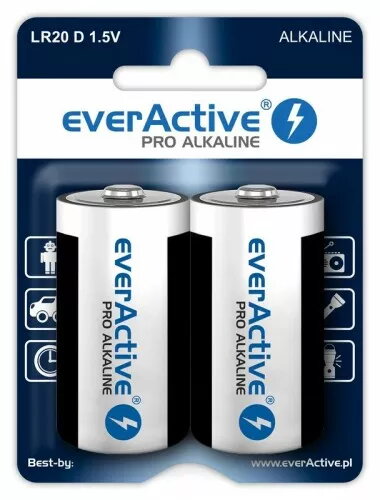 Alkāliskā D izmēra baterija everActive BATD